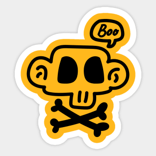 Funny Skeleton Head scream Boo Sticker